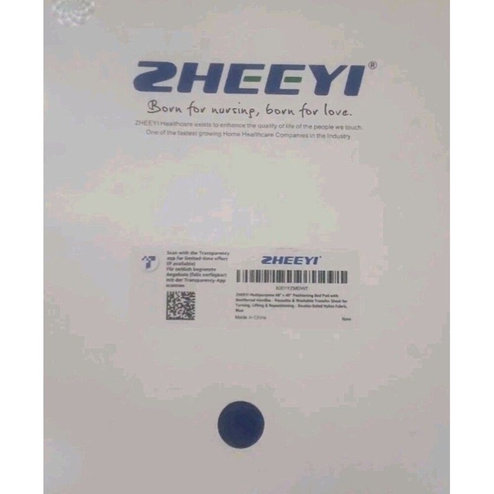 ZHEEYI Multipurpose 48" x 40" Positioning Bed Pad with Reinforced Handles BLUE